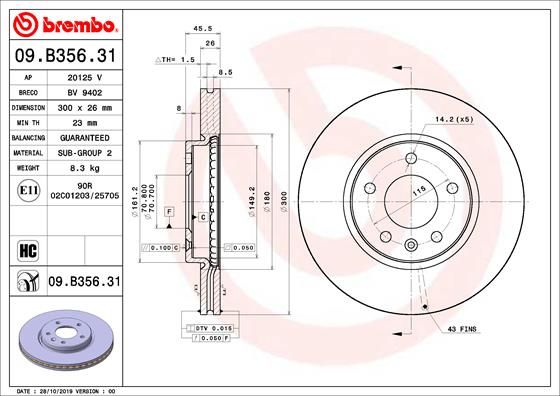 Tarcza hamulcowa BREMBO 09.B356.31
