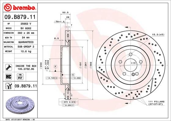Tarcza hamulcowa BREMBO 09.B879.11