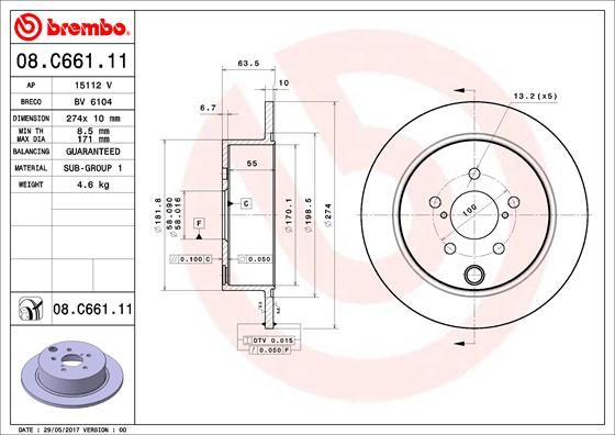 Tarcza hamulcowa BREMBO 08.C661.11