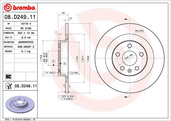 Tarcza hamulcowa BREMBO 08.D249.11