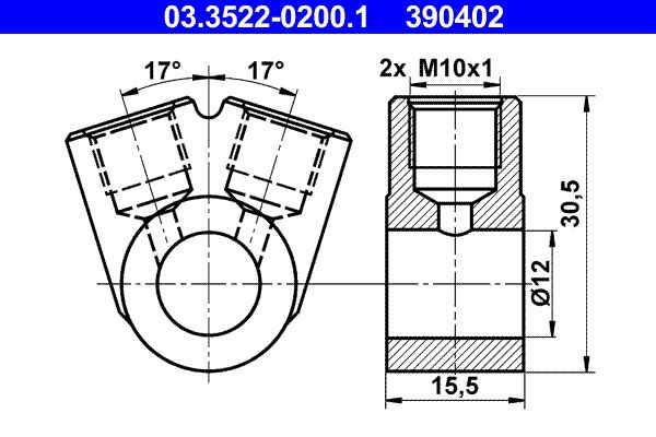 Łącznik, rurki metalowe ATE 03.3522-0200.1
