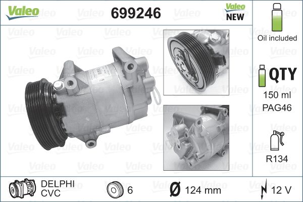 Sprężarka, klimatyzacja VALEO 699246