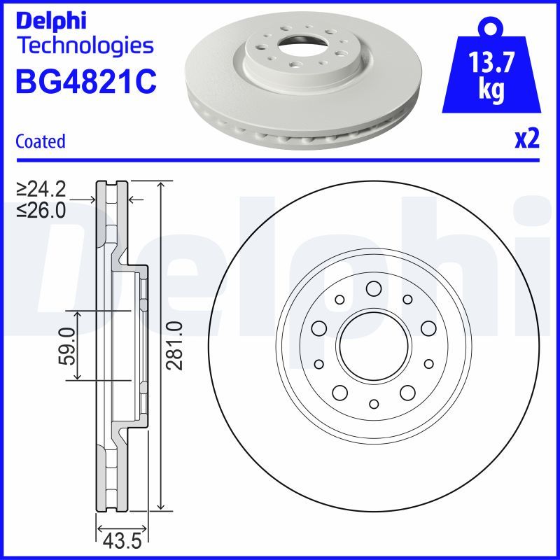 Tarcza hamulcowa DELPHI BG4821C
