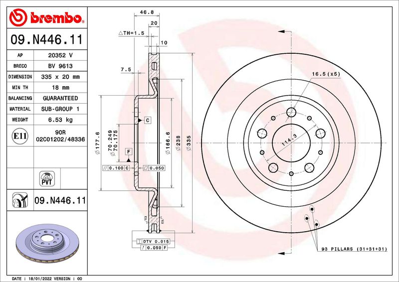 Tarcza hamulcowa BREMBO 09.N446.11