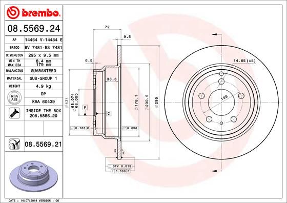 Tarcza hamulcowa BREMBO 08.5569.21