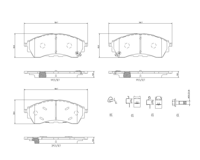 Zestaw klocków hamulcowych, hamulce tarczowe BREMBO P 24 225