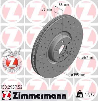 Tarcza hamulcowa ZIMMERMANN 150.2957.52