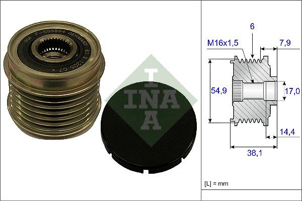 Alternator - sprzęgło jednokierunkowe INA 535017610