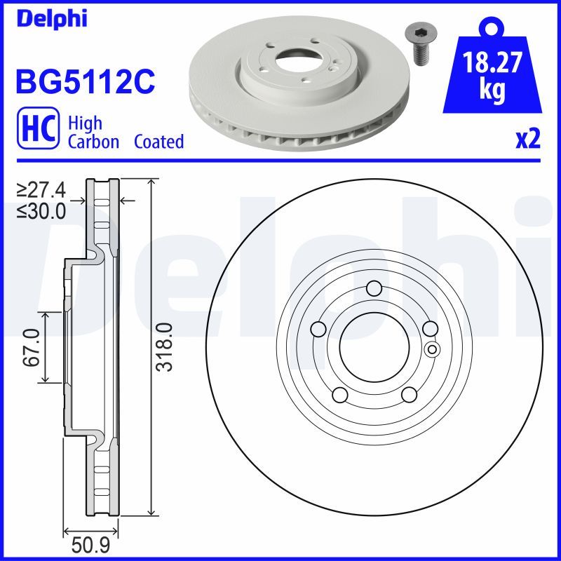 Tarcza hamulcowa DELPHI BG5112C