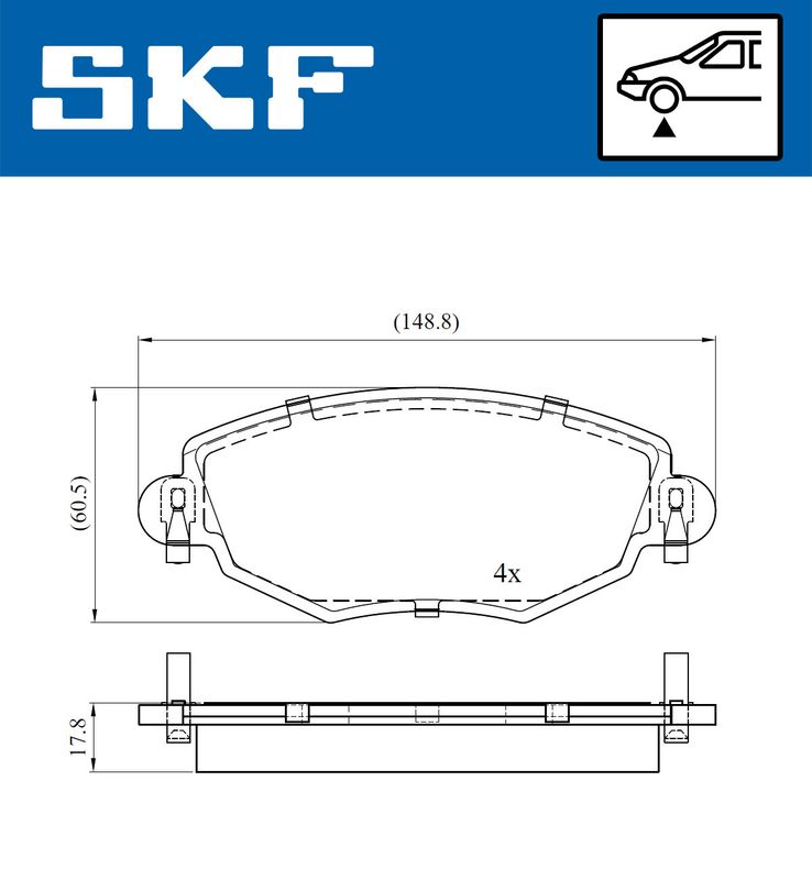 Zestaw klocków hamulcowych, hamulce tarczowe SKF VKBP80390