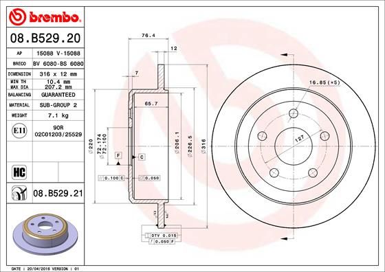 Tarcza hamulcowa BREMBO 08.B529.21