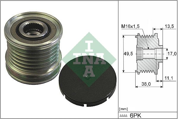 Alternator - sprzęgło jednokierunkowe INA 535 0166 10