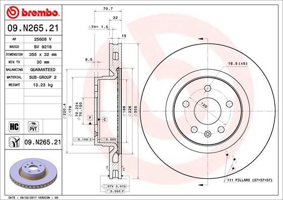Tarcza hamulcowa BREMBO 09.N265.21
