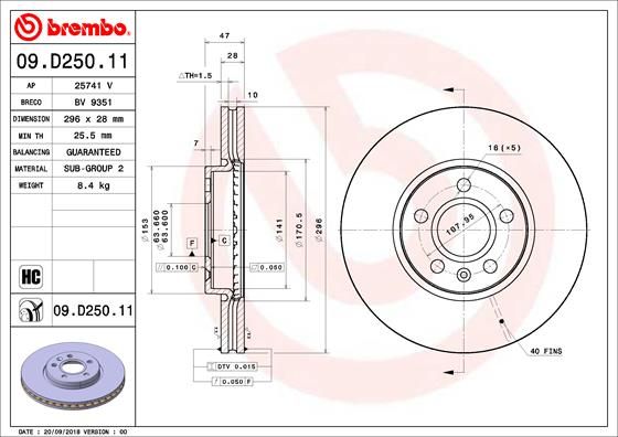 Tarcza hamulcowa BREMBO 09.D250.11
