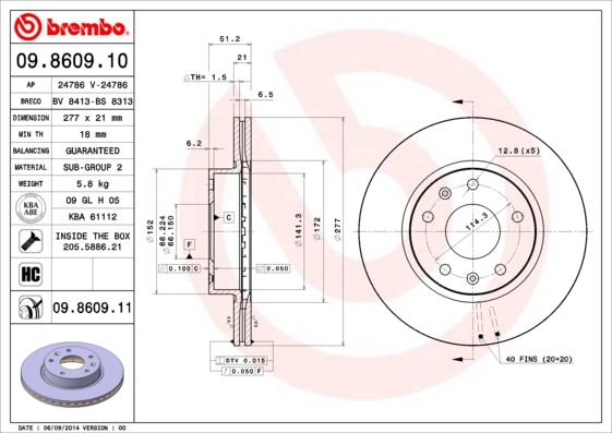 Tarcza hamulcowa BREMBO 09.8609.11