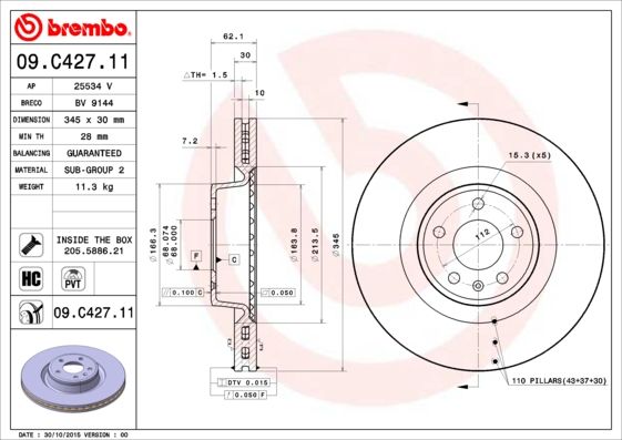 Tarcza hamulcowa BREMBO 09.C427.11