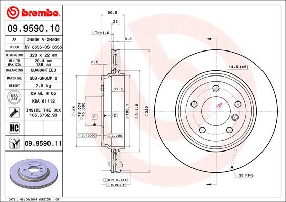 Tarcza hamulcowa BREMBO 09.9590.11