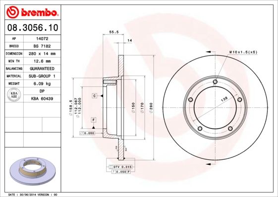Tarcza hamulcowa BREMBO 08.3056.10