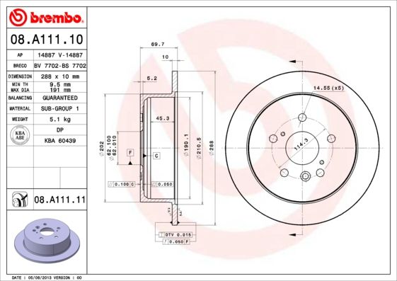 Tarcza hamulcowa BREMBO 08.A111.11