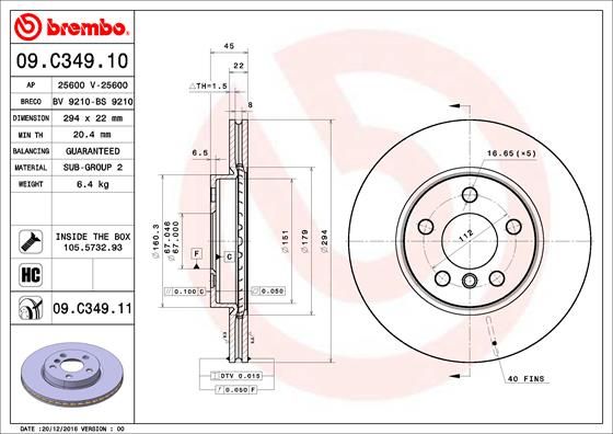 Tarcza hamulcowa BREMBO 09.C349.11
