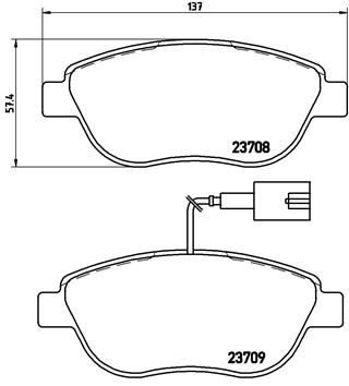 Zestaw klocków hamulcowych, hamulce tarczowe BREMBO P 23 087