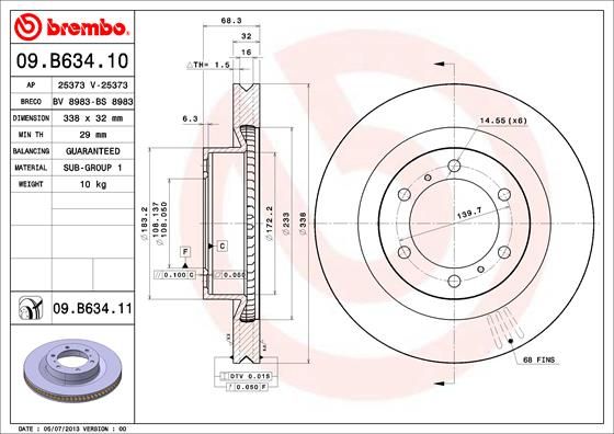 Tarcza hamulcowa BREMBO 09.B634.11