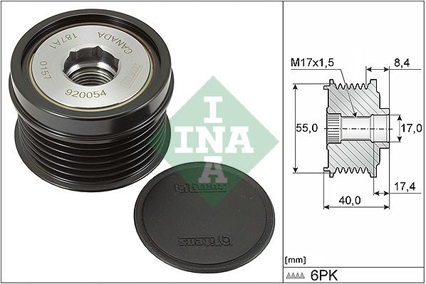Alternator - sprzęgło jednokierunkowe INA 535031610