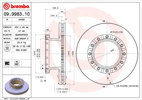 Tarcza hamulcowa BREMBO 09.9983.10
