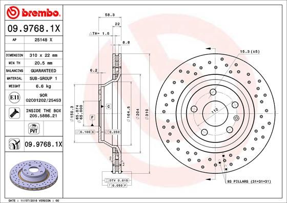 Tarcza hamulcowa BREMBO 09.9768.1X