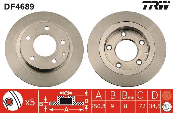Tarcza hamulcowa TRW DF4689