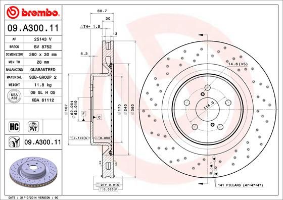 Tarcza hamulcowa BREMBO 09.A300.11