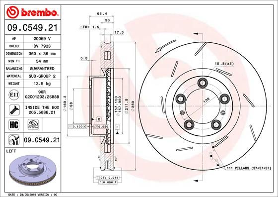 Tarcza hamulcowa BREMBO 09.C549.21