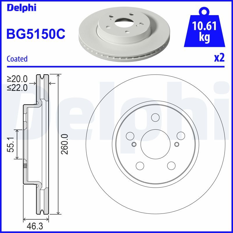 Tarcza hamulcowa DELPHI BG5150C