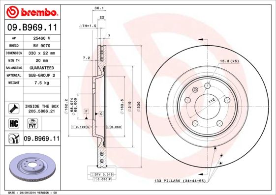 Tarcza hamulcowa BREMBO 09.B969.11