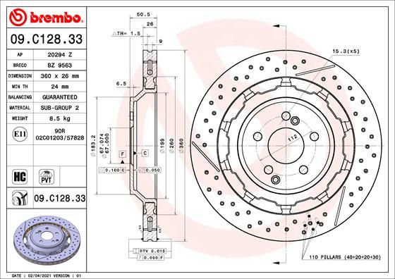 Tarcza hamulcowa BREMBO 09.C128.33