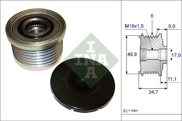 Alternator - sprzęgło jednokierunkowe INA 535008810