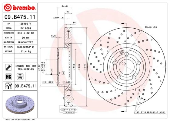 Tarcza hamulcowa BREMBO 09.b475.11