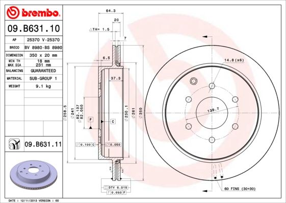 Tarcza hamulcowa BREMBO 09.B631.11