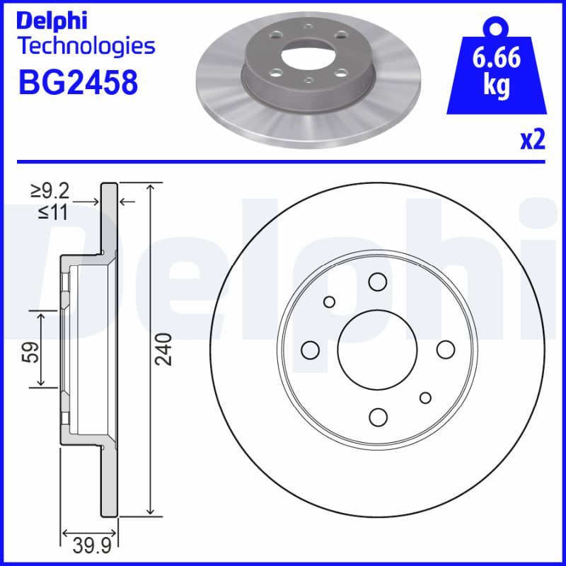 Tarcza hamulcowa DELPHI BG2458