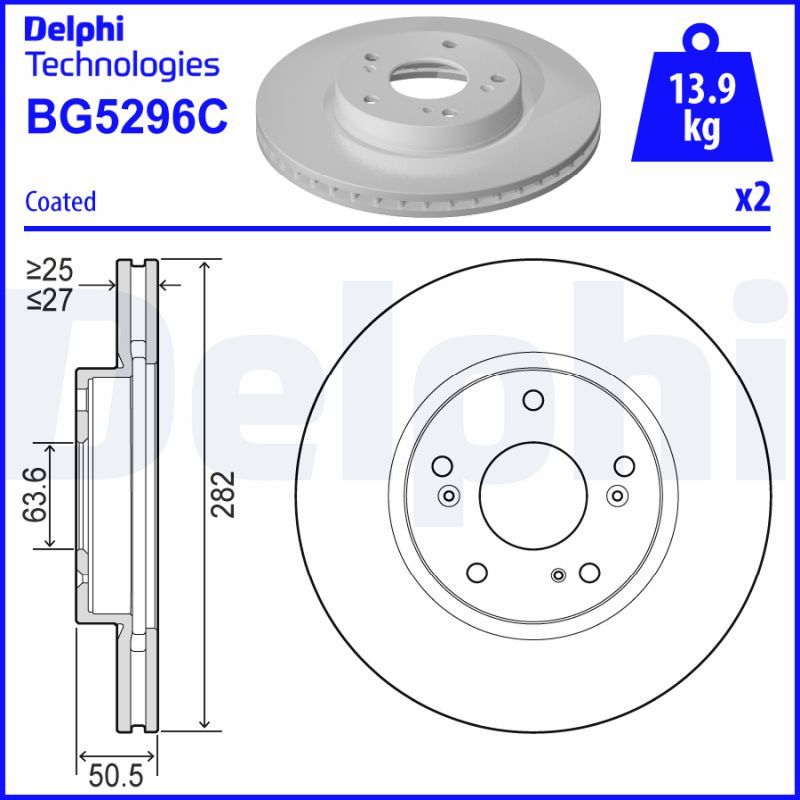 Tarcza hamulcowa DELPHI BG5296C