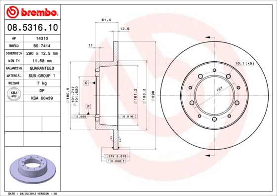 Tarcza hamulcowa BREMBO 08.5316.10