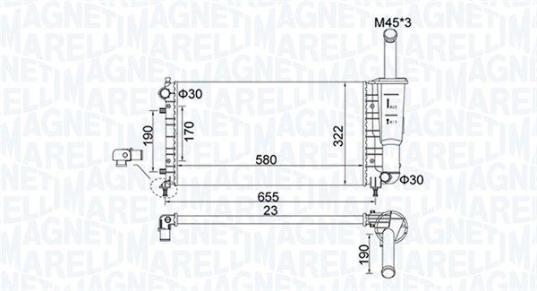 Chłodnica, układ chłodzenia silnika MAGNETI MARELLI 350213183600