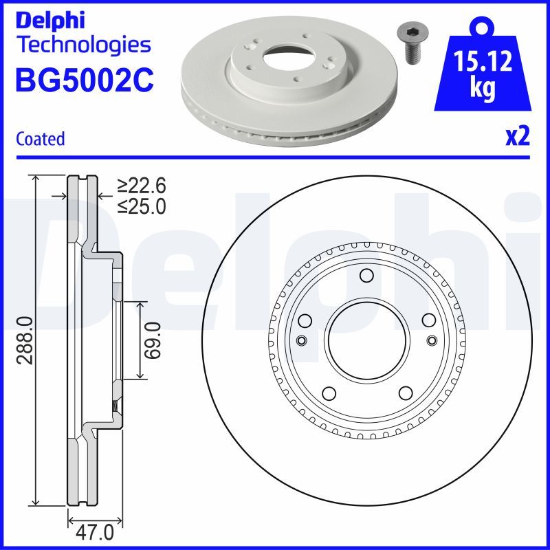Tarcza hamulcowa DELPHI BG5002C
