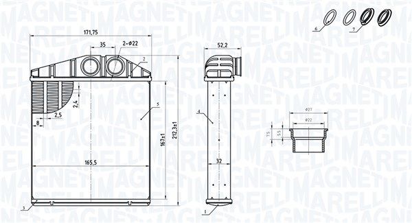 Wymiennik ciepła, ogrzewanie wnętrza MAGNETI MARELLI 350218419000