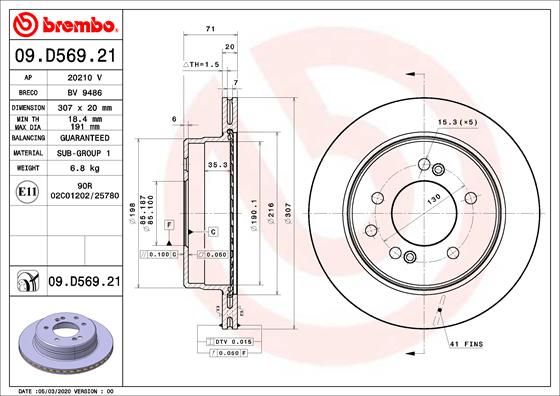 Tarcza hamulcowa BREMBO 09.D569.21