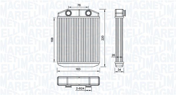 Wymiennik ciepła, ogrzewanie wnętrza MAGNETI MARELLI 350218516000