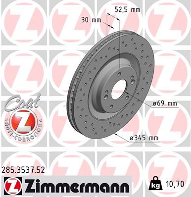 Tarcza hamulcowa ZIMMERMANN 285.3537.52