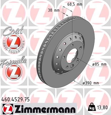 Tarcza hamulcowa ZIMMERMANN 460.4529.75