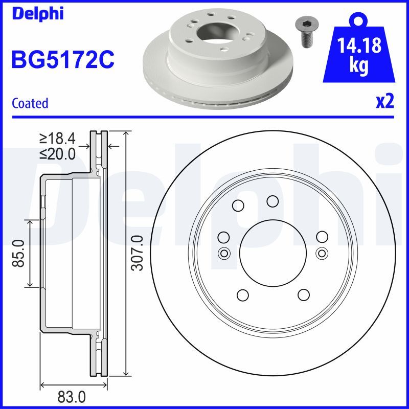 Tarcza hamulcowa DELPHI BG5172C