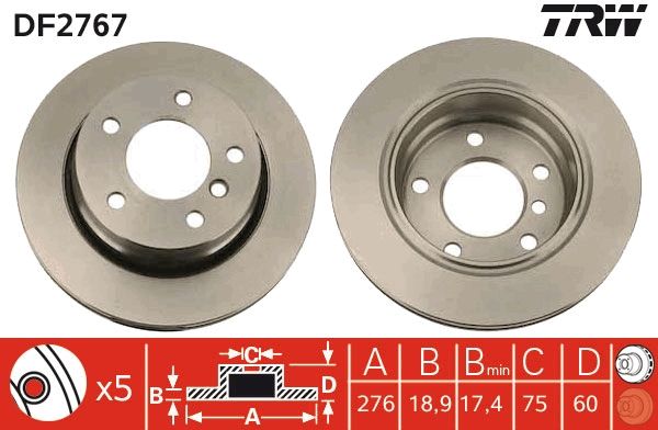 Tarcza hamulcowa TRW DF2767
